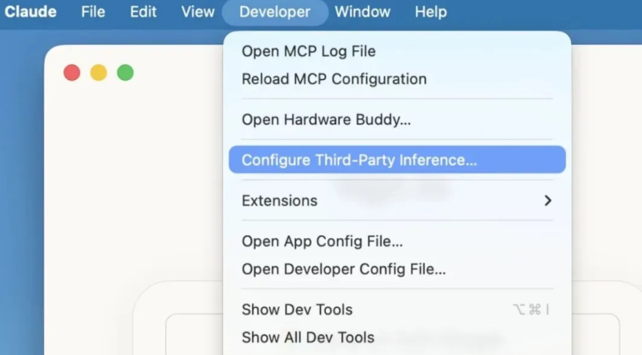 Claude Desktop 选择 Configure Third-Party Inference